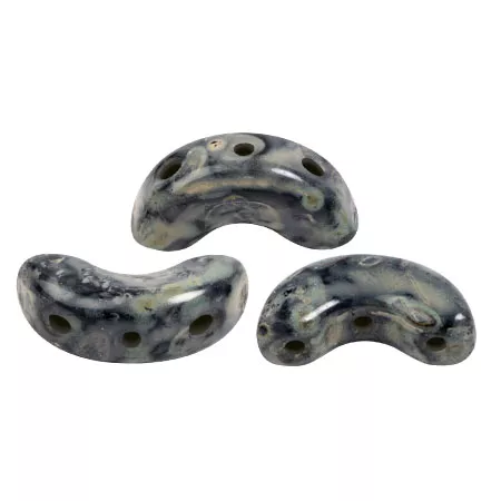 Cuentas de cristal Arcos® de Puca® 5x10 mm - Negro Beige piedra x10g