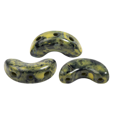 Cuentas de cristal Arcos® de Puca® 5x10 mm - Negro Beige Pedregoso Amarillo x10g