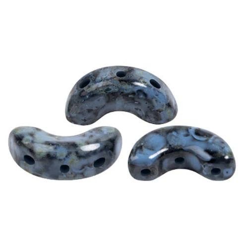 Cuentas de cristal Arcos® de Puca® 5x10 mm - Negro Azul Stony x10g
