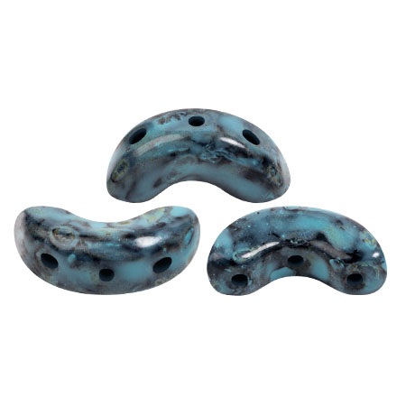 Cuentas de cristal Arcos® de Puca® 5x10 mm - Negro Azul Stony Verde x10g