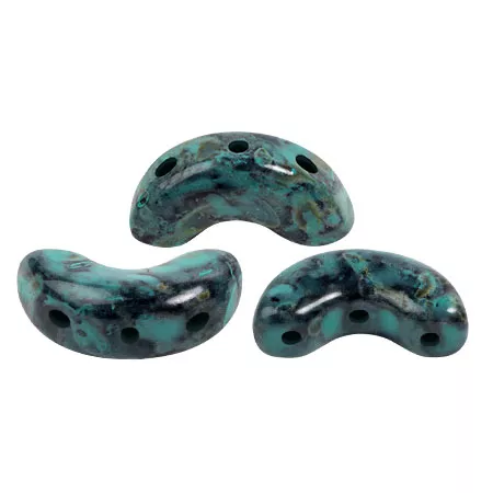 Cuentas de cristal Arcos® de Puca® 5x10 mm - Esmeralda negra pétrea x10g
