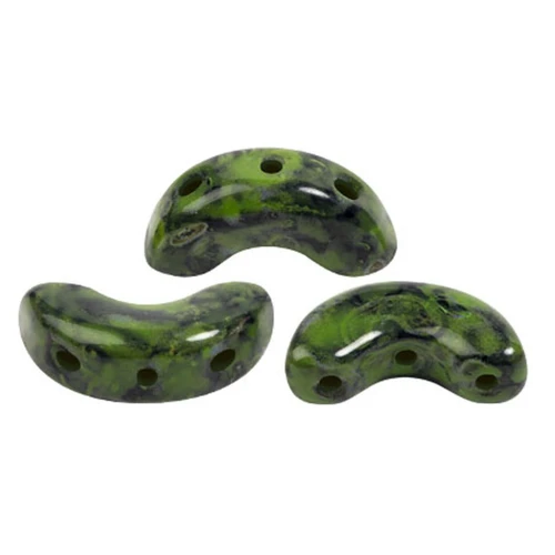Cuentas de cristal Arcos® de Puca® 5x10 mm - Negro Verde Piedra x10g