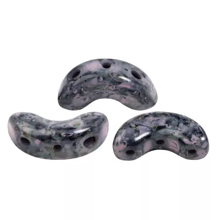 Cuentas de cristal Arcos® de Puca® 5x10 mm - Negro Stony Pink x10g