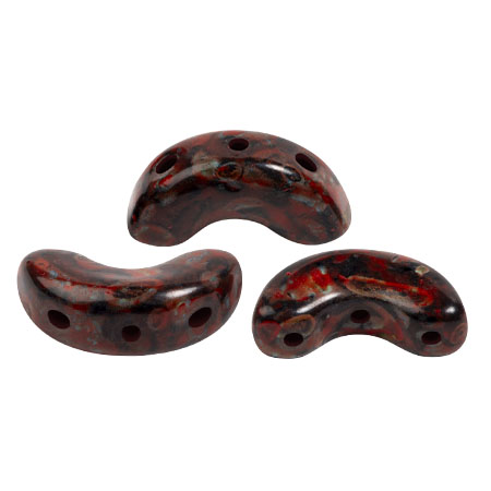 Cuentas de cristal Arcos® de Puca® 5x10 mm - Negro Rojo Piedra x10g