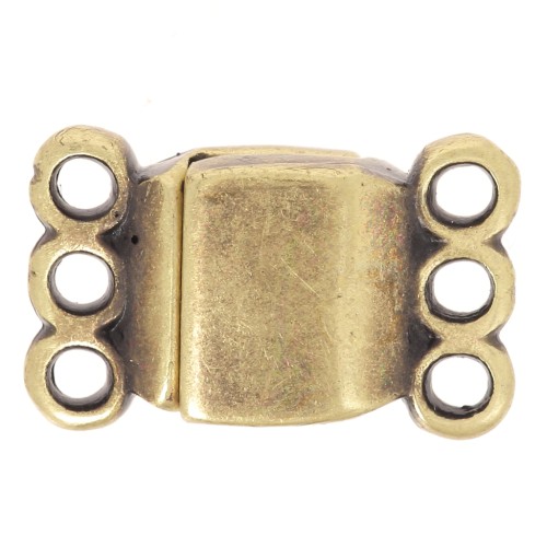 Cierre magnético de 3 filas 14x8,5 mm - Bronce x1