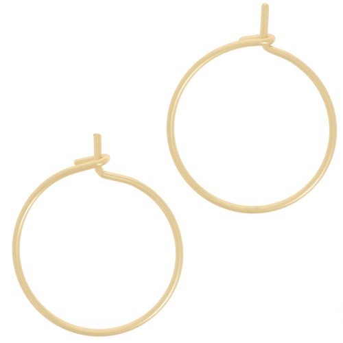 Pendientes de aro fino de 18 mm - Hilo de 0,8 mm - Dorado con oro fino x20