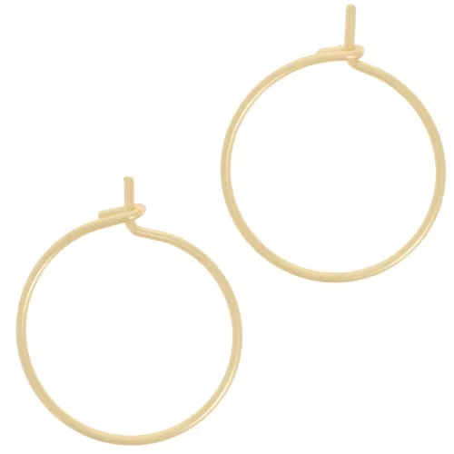 Pendientes de aro fino de 18 mm - Hilo de 0,8 mm - Dorado con oro fino x20