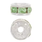 Perla rondel Strass 6 mm plateado/Peridot x4
