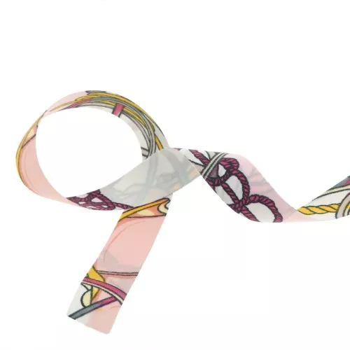 Cinta bufanda poliéster 15 mm - Blanco - Rosa claro x1m