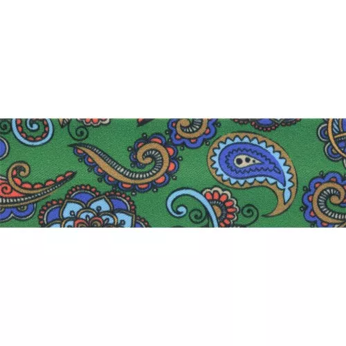 Ribete de poliéster 20 mm - Motivo cachemira - Verde oscuro - Azul x1m