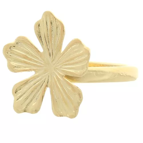 Anillo flor ajustable 20 mm - Talla 50 a 56 - Dorado con oro fino x1