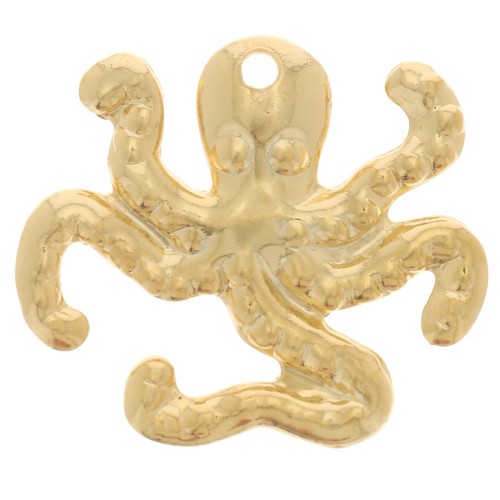 Dije de pulpo 15x17 mm - Dorado con oro fino x1