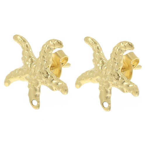 Ganchos pendientes Estrella de Mar 14 mm - Dorado x2