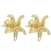 Ganchos pendientes Estrella de Mar 14 mm - Dorado x2