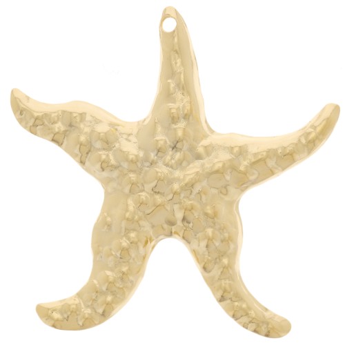 Colgante estrella de mar martillada - 28 mm - Dorado con oro fino x1