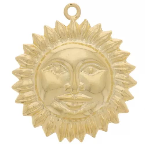 Colgante sol de cara 20 mm- Dorado con oro fino x1