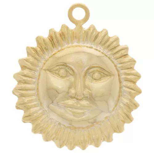 Dije cara sol 15 mm - Dorado con oro fino x1