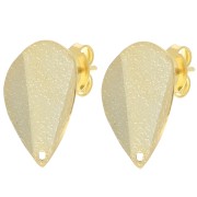 Ganchos pendientes de pétalos texturizados efecto plegado - 18x13 mm - Dorado x2