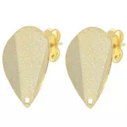 Ganchos pendientes de pétalos texturizados efecto plegado - 18x13 mm - Dorado x2