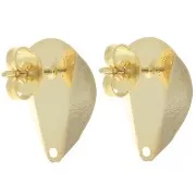 Ganchos pendientes de pétalos texturizados efecto plegado - 18x13 mm - Dorado x2