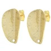 Ganchos pendientes de pétalos texturizados efecto plegado - 21x13 mm - Dorado x2