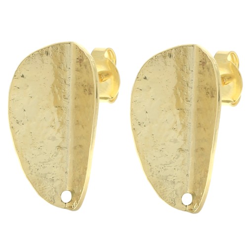 Ganchos pendientes de pétalos texturizados efecto plegado - 21x13 mm - Dorado x2