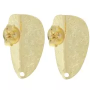 Ganchos pendientes de pétalos texturizados efecto plegado - 21x13 mm - Dorado x2