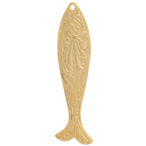 Colgante arabesco pez - 43x10 mm - Dorado con oro fino x1
