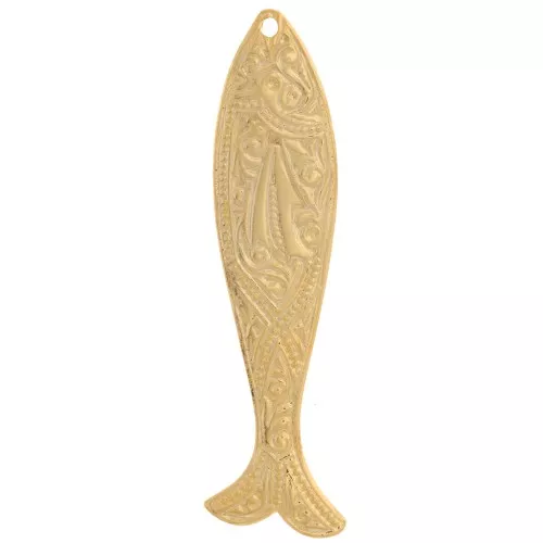 Colgante arabesco pez - 43x10 mm - Dorado con oro fino x1