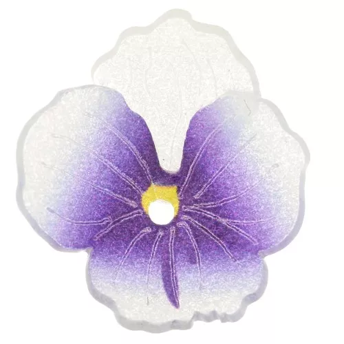 Cuenta flor de plástico Violeta 21x19 mm - Violeta - Blanco x1