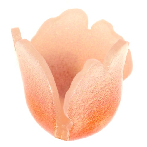 Cuenta flor tulipán 13x11 mm, acrílico - Naranja x1
