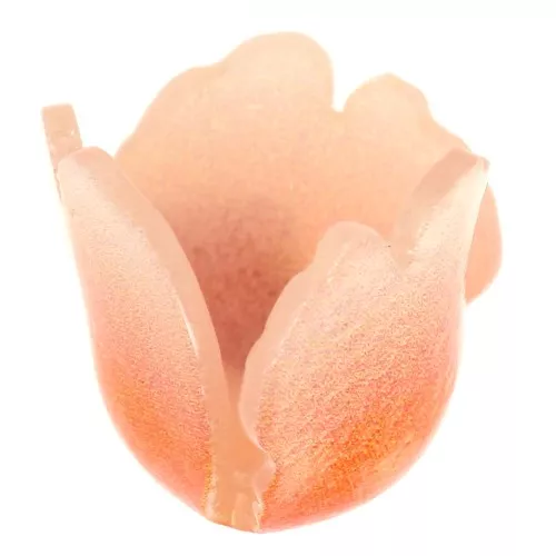Cuenta flor tulipán 13x11 mm, acrílico - Naranja x1
