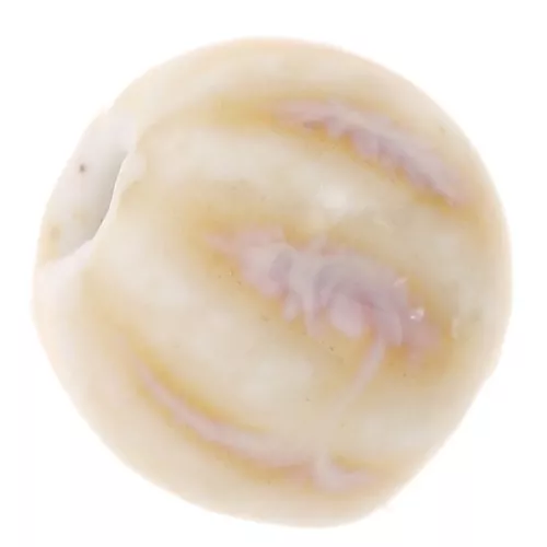 Cuentas redondas de cerámica estriada 11 mm - Beige - Crudo jaspeado x10