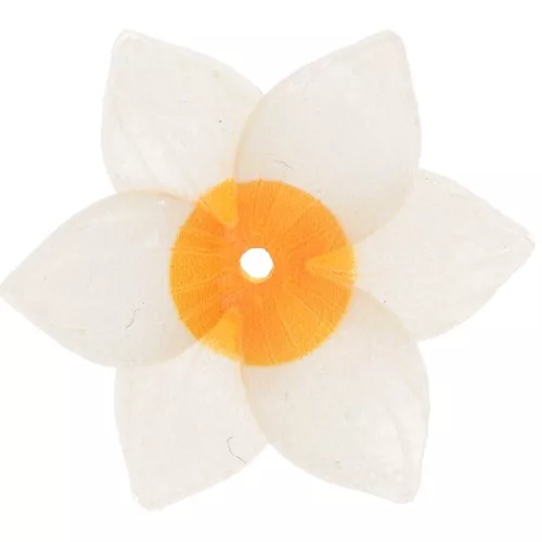 Cuenta flor resina 22 mm - Blanco - Amarillo oscuro x1