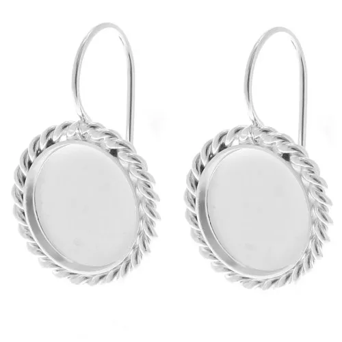 Cuerda efecto ganchos pendientes para cabujón base plana 12 mm - Plateado fino x2