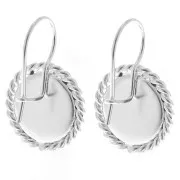 Cuerda efecto ganchos pendientes para cabujón base plana 12 mm - Plateado fino x2