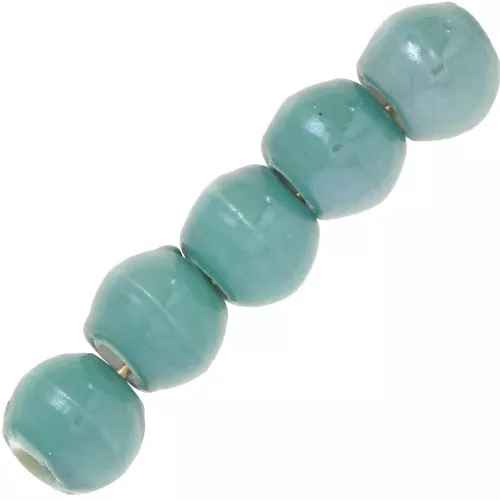 Cuentas redondas de cerámica 6,5 mm - Azul turquesa x20