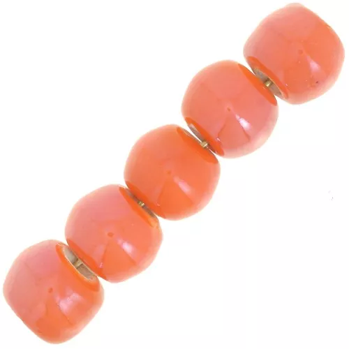 Cuentas redondas de cerámica 6,5 mm - Naranja x20