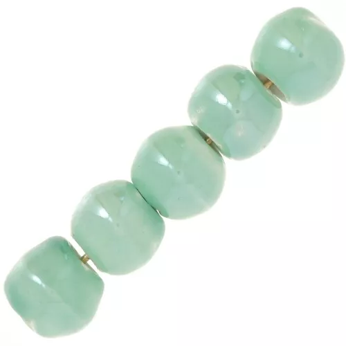 Cuentas redondas de cerámica 6,5 mm - Verde agua x20