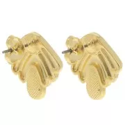 Pendientes vintage 18x18,5 mm con resina epoxi - Dorado con oro fino - Verde x2