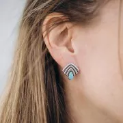 Pendientes vintage 18x18,5 mm resina epoxi Plateado fino Turquesa x2