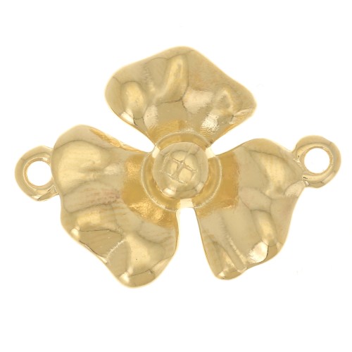 Entrepieza flor 3 pétalos 23x16 mm - Dorado con oro fino x1