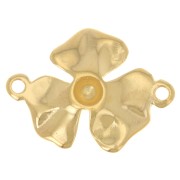 Entrepieza flor 3 pétalos 23x16 mm - Dorado con oro fino x1