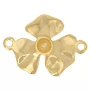 Entrepieza flor 3 pétalos 23x16 mm - Dorado con oro fino x1