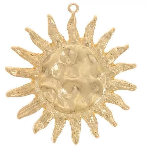 Colgante sol martillado 46 mm - Dorado con oro fino x1