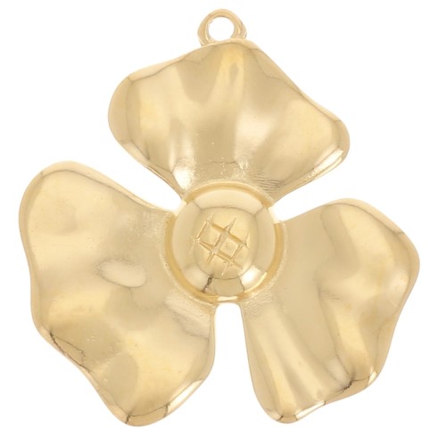 Colgante flor 3 pétalos 33x32 mm - Dorado con oro fino x1