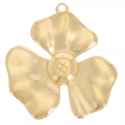 Colgante flor 3 pétalos 33x32 mm - Dorado con oro fino x1