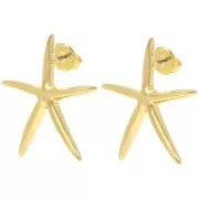 Pendientes estrella de mar 27.5x25 mm - Dorado fino x2