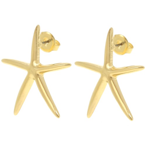 Pendientes estrella de mar 27.5x25 mm - Dorado fino x2