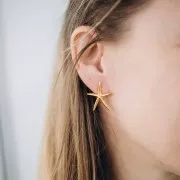 Pendientes estrella de mar 27.5x25 mm - Dorado fino x2